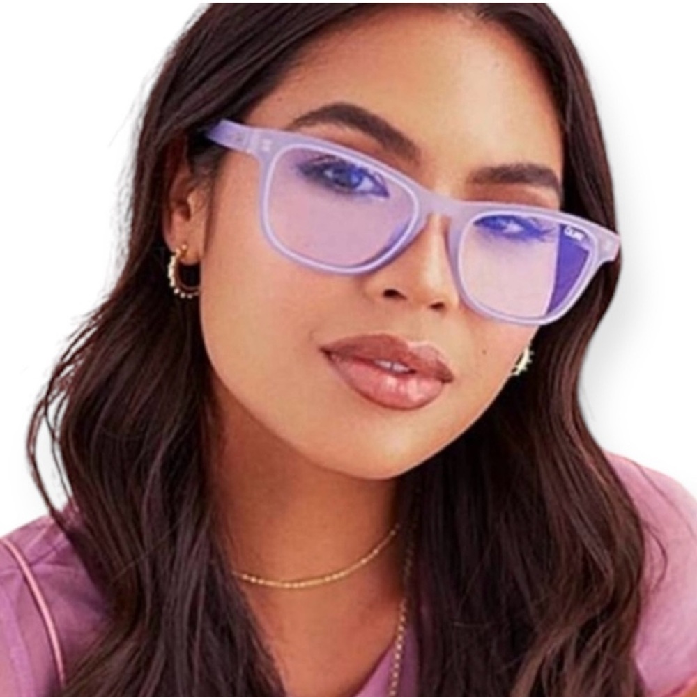 QUAY Hardwire Blue Light Glasses Denim Two Tone Frame Clear Bluelight Lens NWT